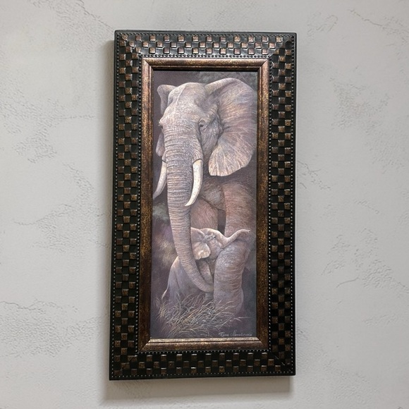 Ruane Manning Other - "Protective Care" by Ruane Manning – Framed Elephant & Calf Art Print